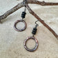 Handcrafted Copper & Sterling Silver Earrings with Onyx Gemstone - Mixed Metal Design