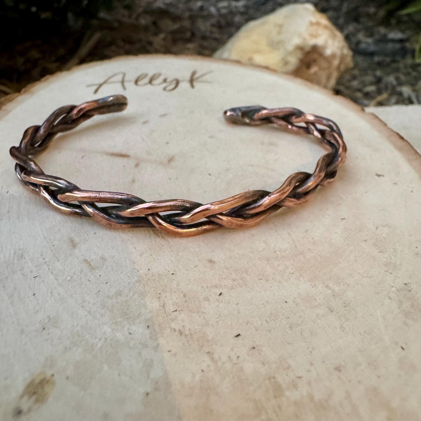 Handcrafted Rustic Copper Braided Cuff Bracelet - Adjustable Copper Jewelry