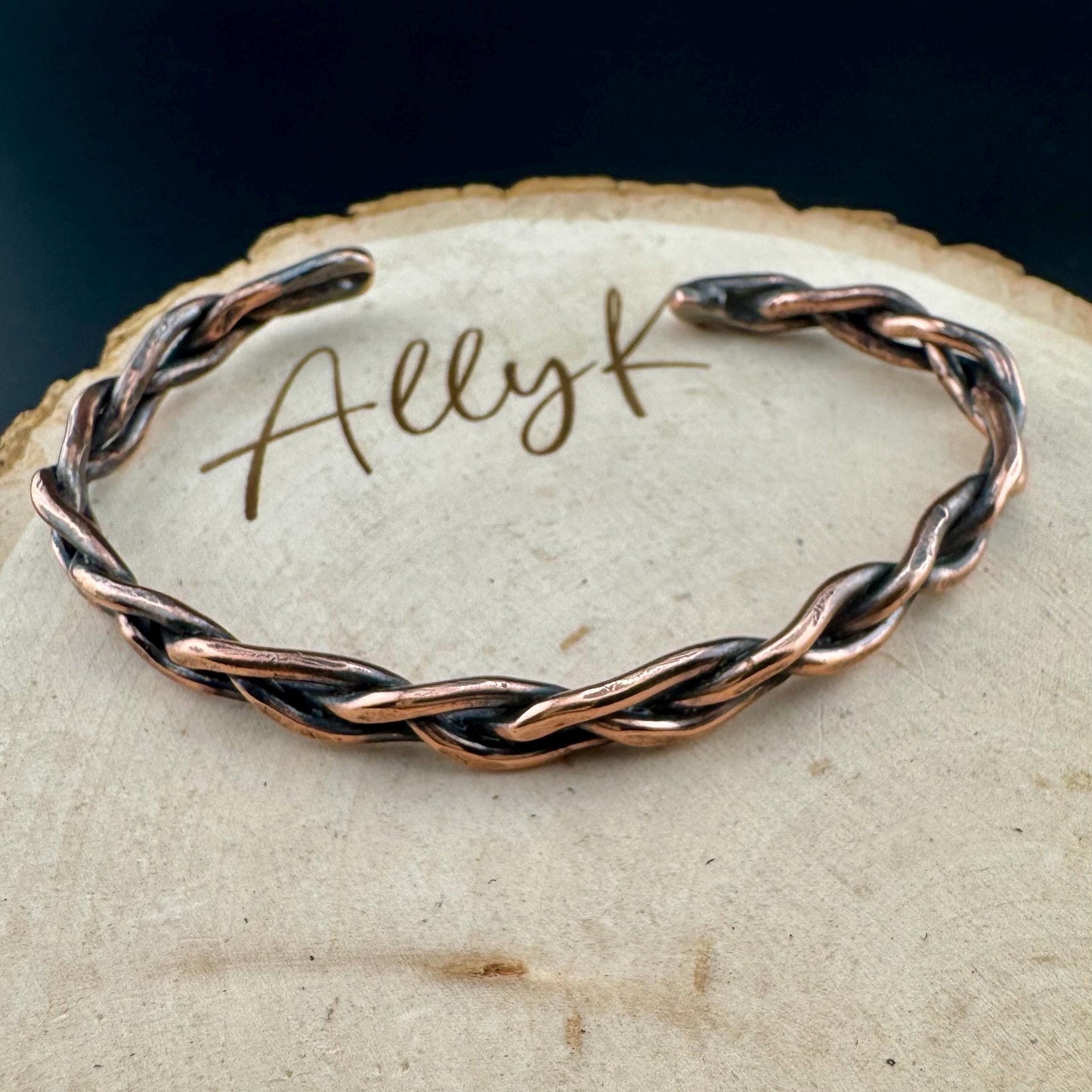 Handcrafted Rustic Copper Braided Cuff Bracelet - Adjustable Copper Jewelry