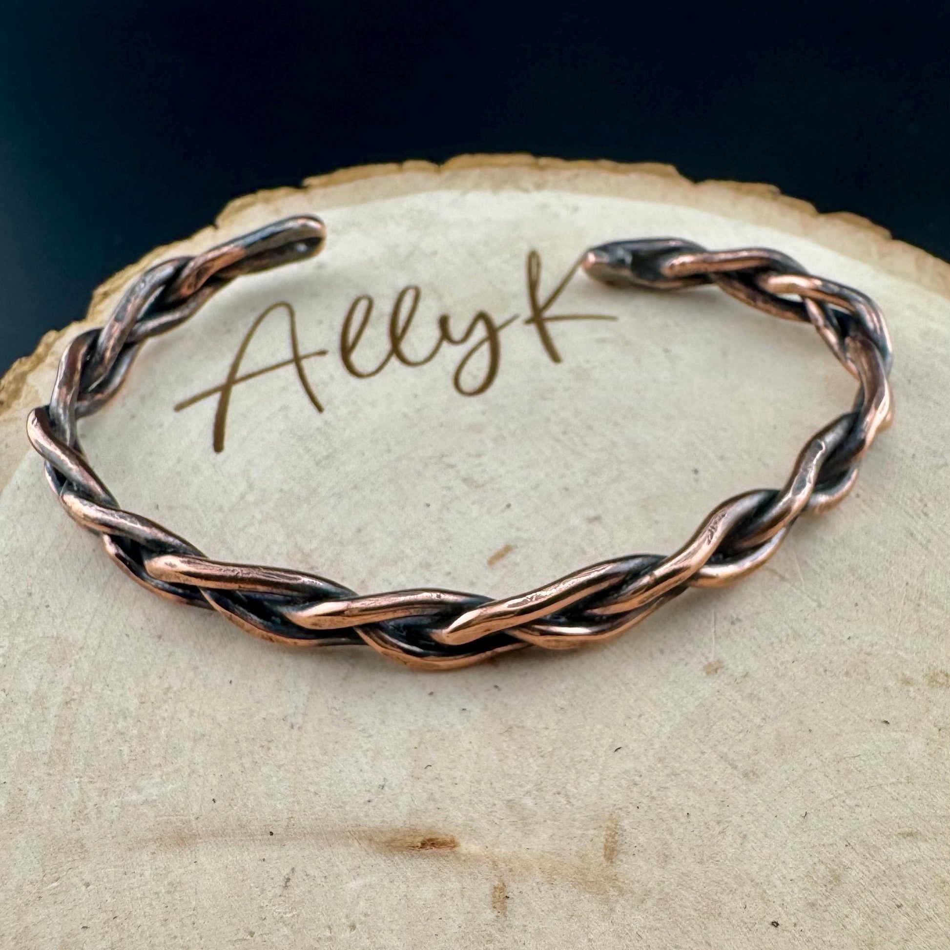 Handcrafted Rustic Copper Braided Cuff Bracelet - Adjustable Copper Jewelry