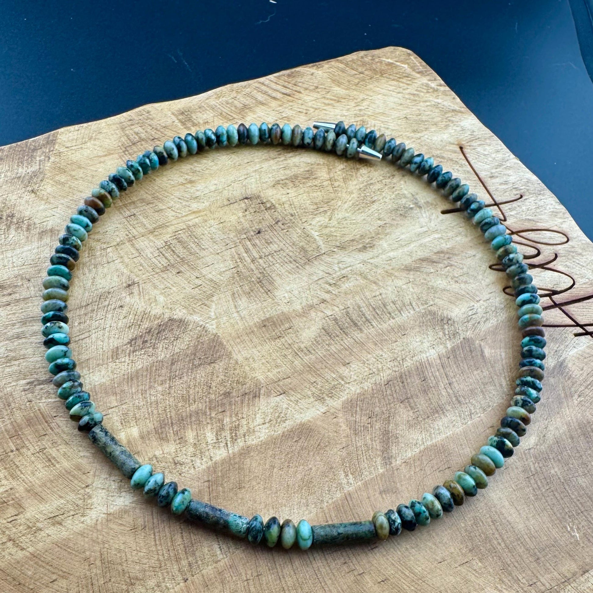 Boho African Turquoise Choker - Stylish Unique Memory Wire Design Necklace