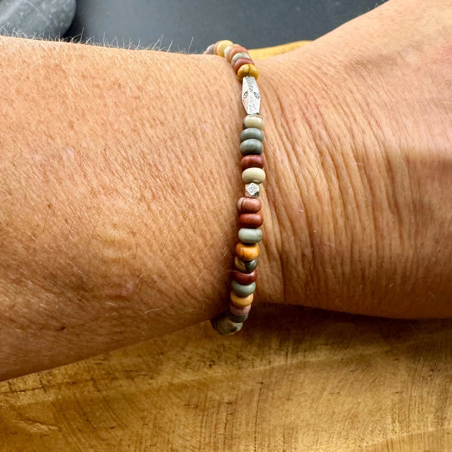 Picasso Red Creek Jasper Bracelet – Sterling Silver Gemstone Beaded Bracelet | Stackable Artisan Jewelry