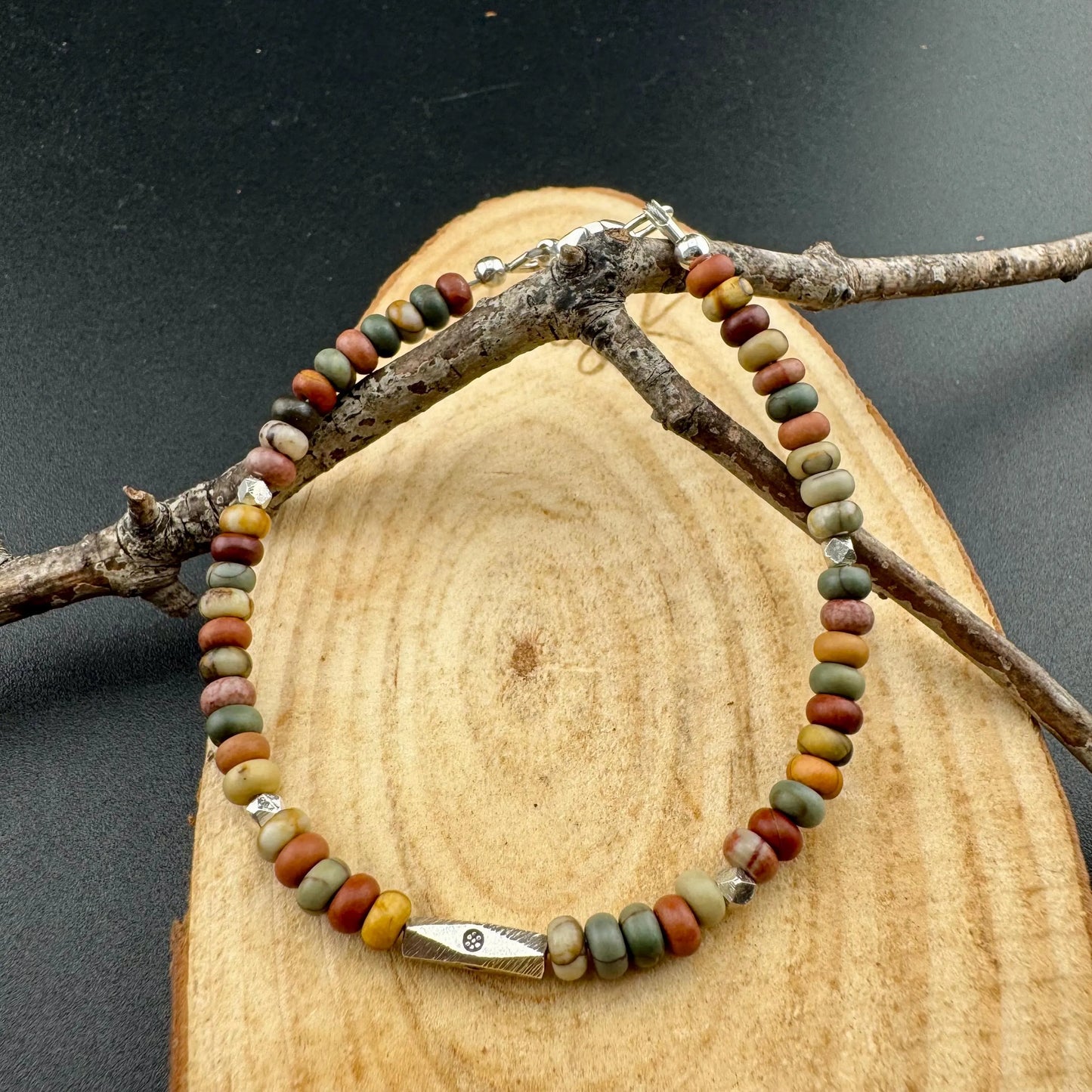 Picasso Red Creek Jasper Bracelet – Sterling Silver Gemstone Beaded Bracelet | Stackable Artisan Jewelry