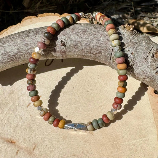 Picasso Red Creek Jasper Bracelet – Sterling Silver Gemstone Beaded Bracelet | Stackable Artisan Jewelry