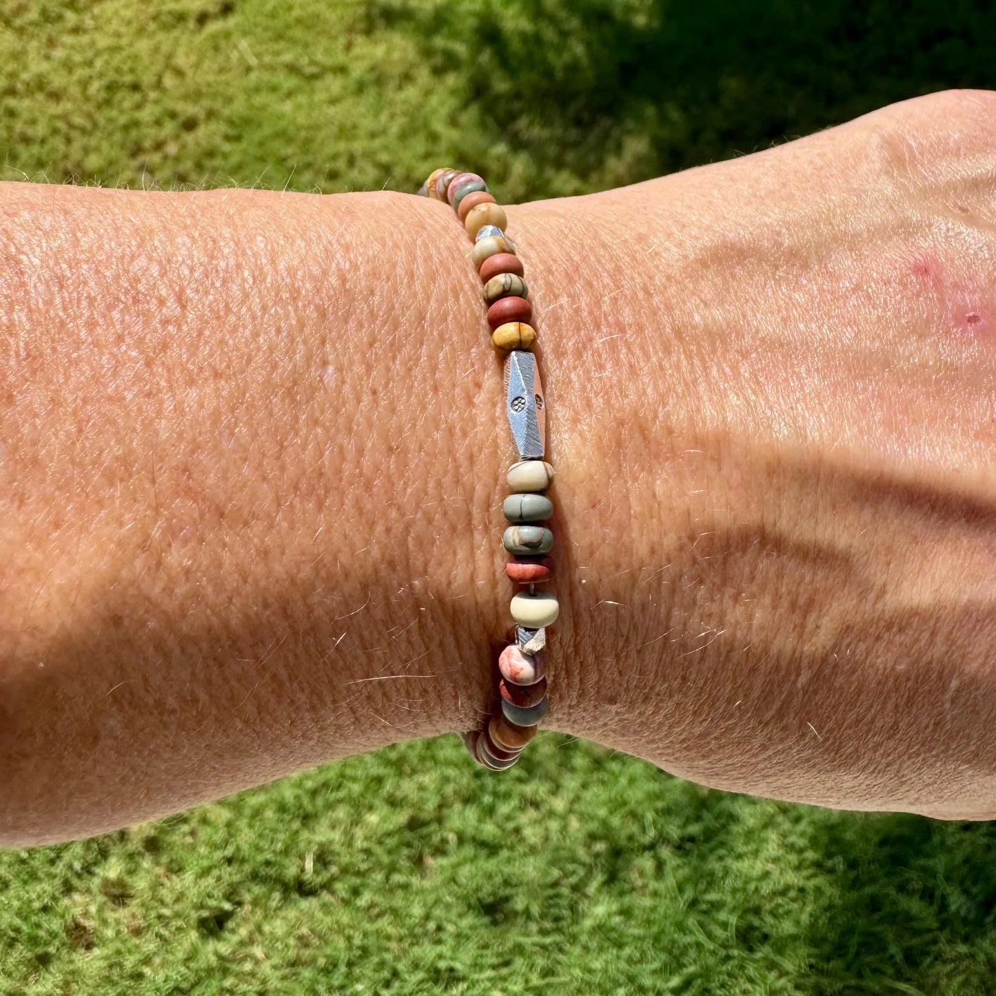 Picasso Red Creek Jasper Bracelet – Sterling Silver Gemstone Beaded Bracelet | Stackable Artisan Jewelry