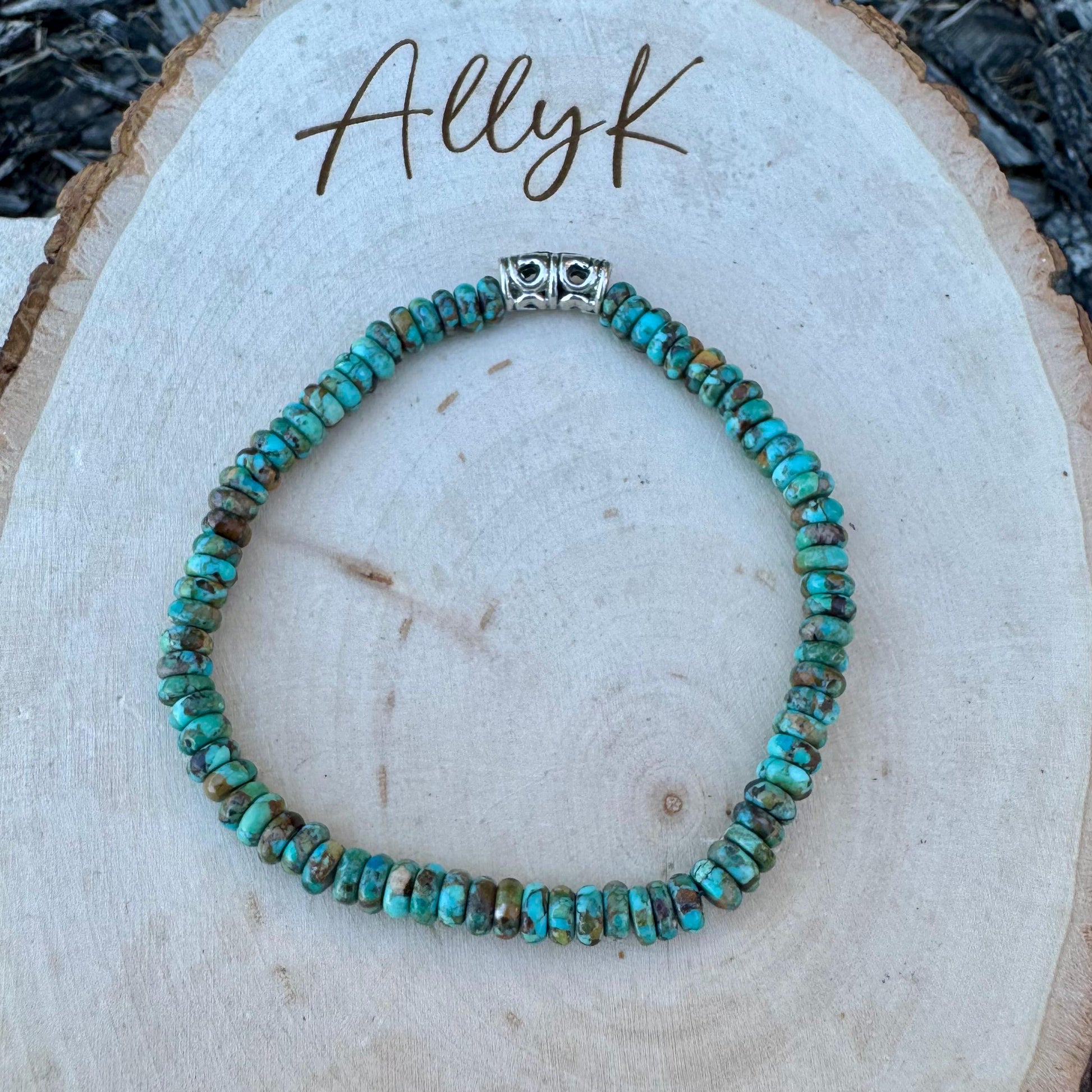 Natural Turquoise Gemstone Stretch Bracelet - Unique Handmade Jewelry