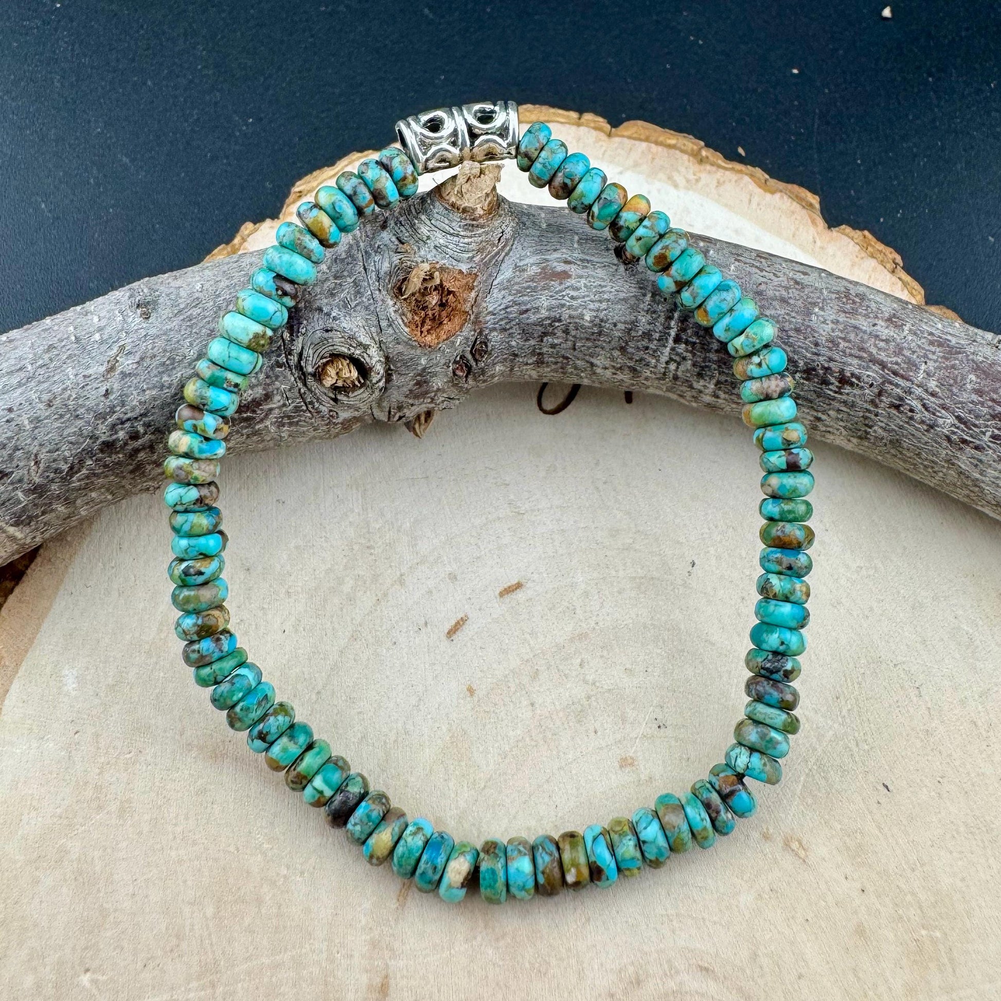Natural Turquoise Gemstone Stretch Bracelet - Unique Handmade Jewelry