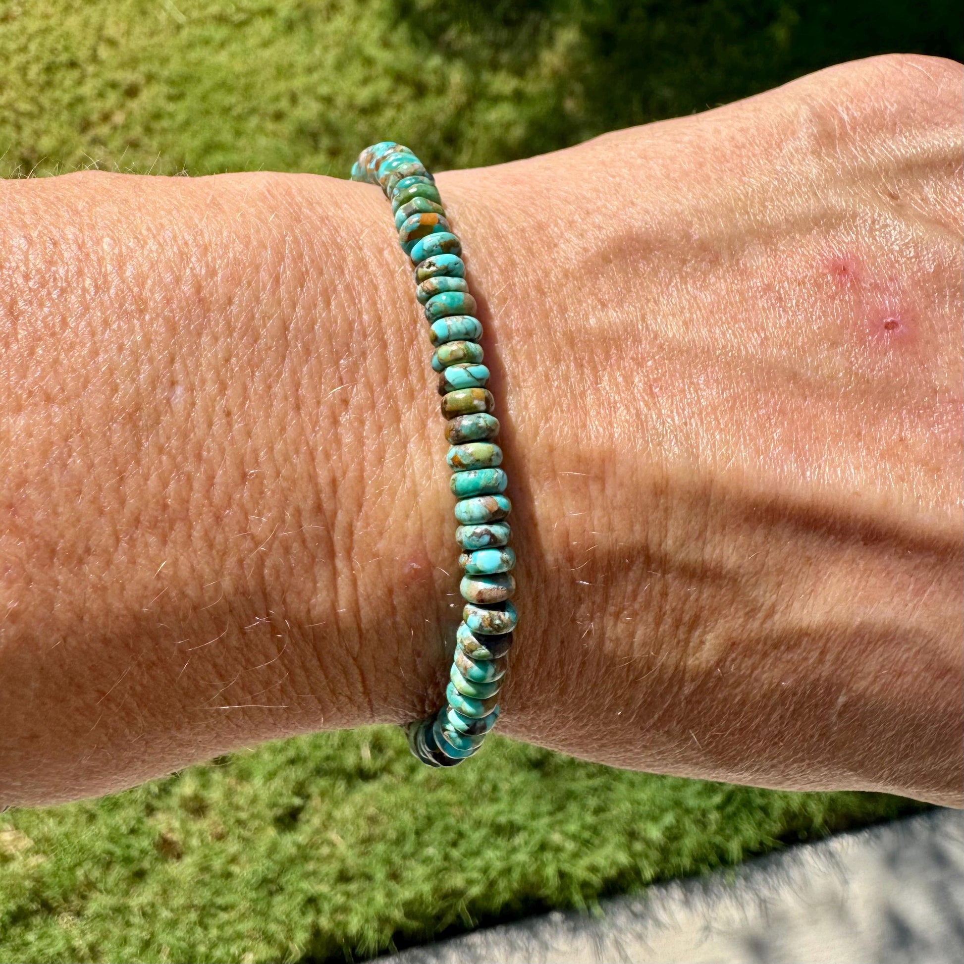 Natural Turquoise Gemstone Stretch Bracelet - Unique Handmade Jewelry