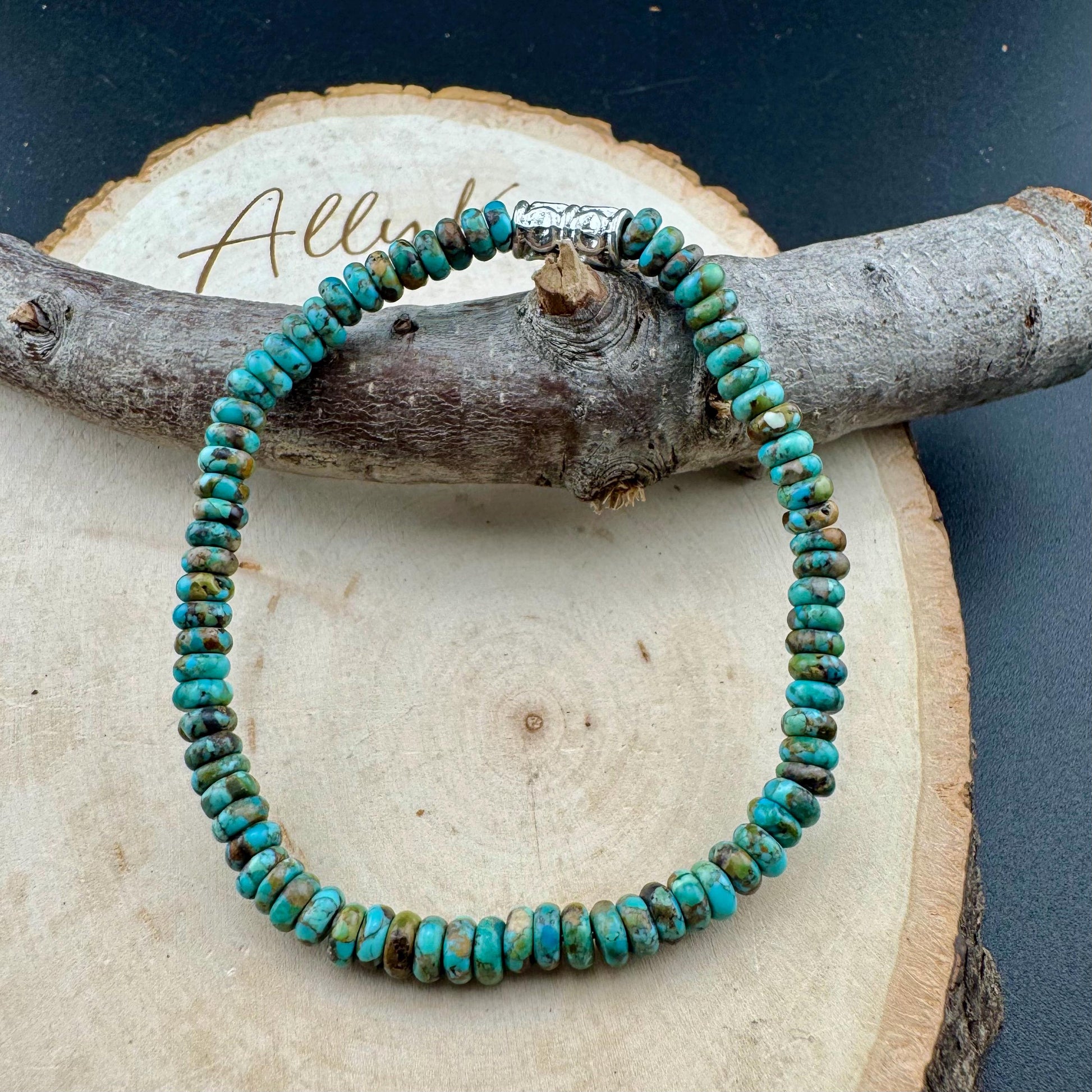 Natural Turquoise Gemstone Stretch Bracelet - Unique Handmade Jewelry