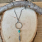 Royston Turquoise Sterling Silver Necklace: Circle Pendant with Feather Accent