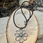 Handmade Sterling Silver Flower Pendant on Genuine Leather Necklace