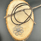 Handmade Sterling Silver Flower Pendant on Genuine Leather Necklace