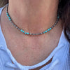 Turquoise Choker Necklace with Kingman & Navajo Pearl in Sterling Silver