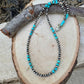 Turquoise Choker Necklace with Kingman & Navajo Pearl in Sterling Silver