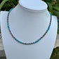 Turquoise Choker Necklace with Kingman & Navajo Pearl in Sterling Silver