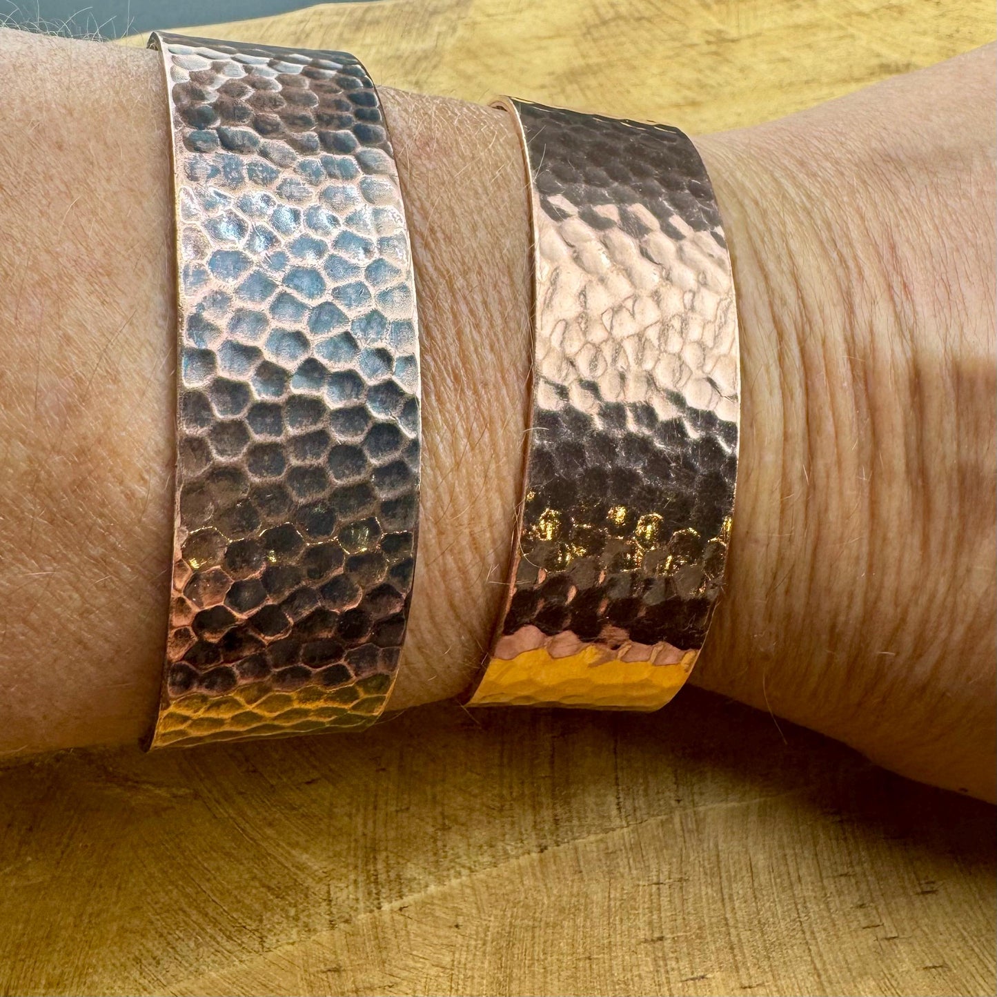 Handcrafted Copper Cuff Bracelet - Artisan Hammered Style with Oxidized or Shiny Finish