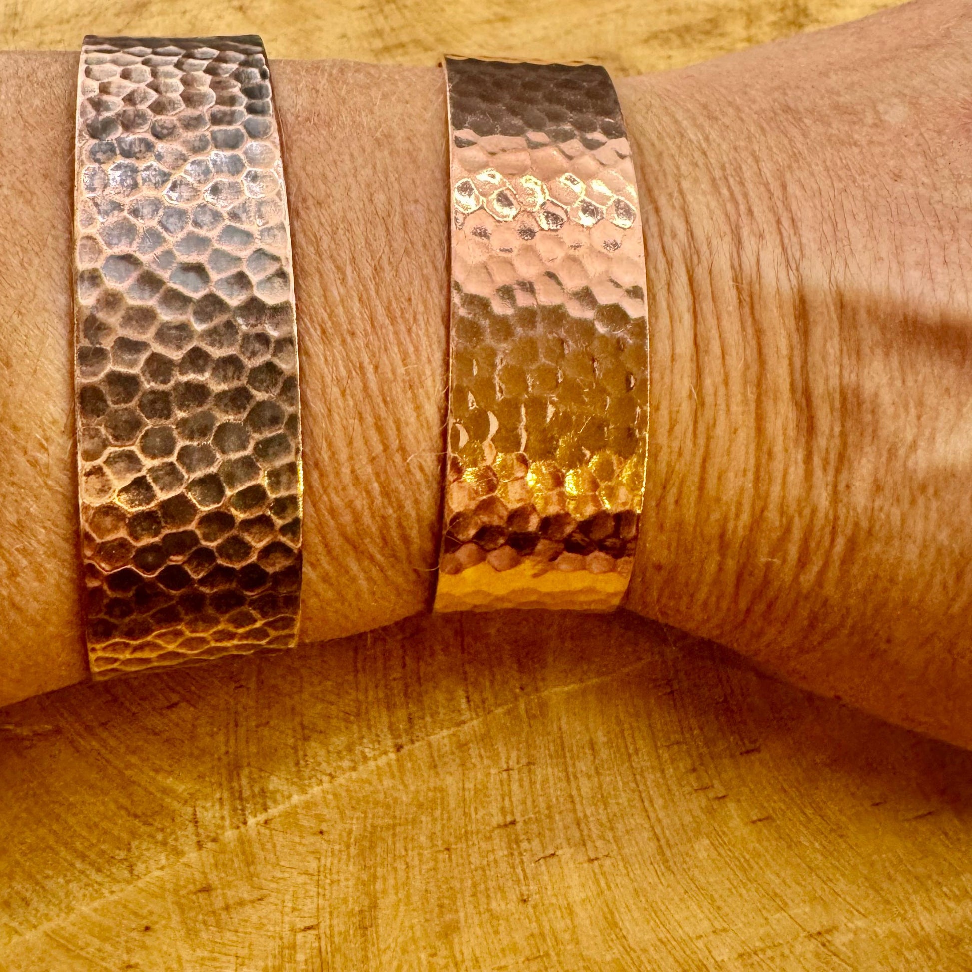 Handcrafted Copper Cuff Bracelet - Artisan Hammered Style with Oxidized or Shiny Finish