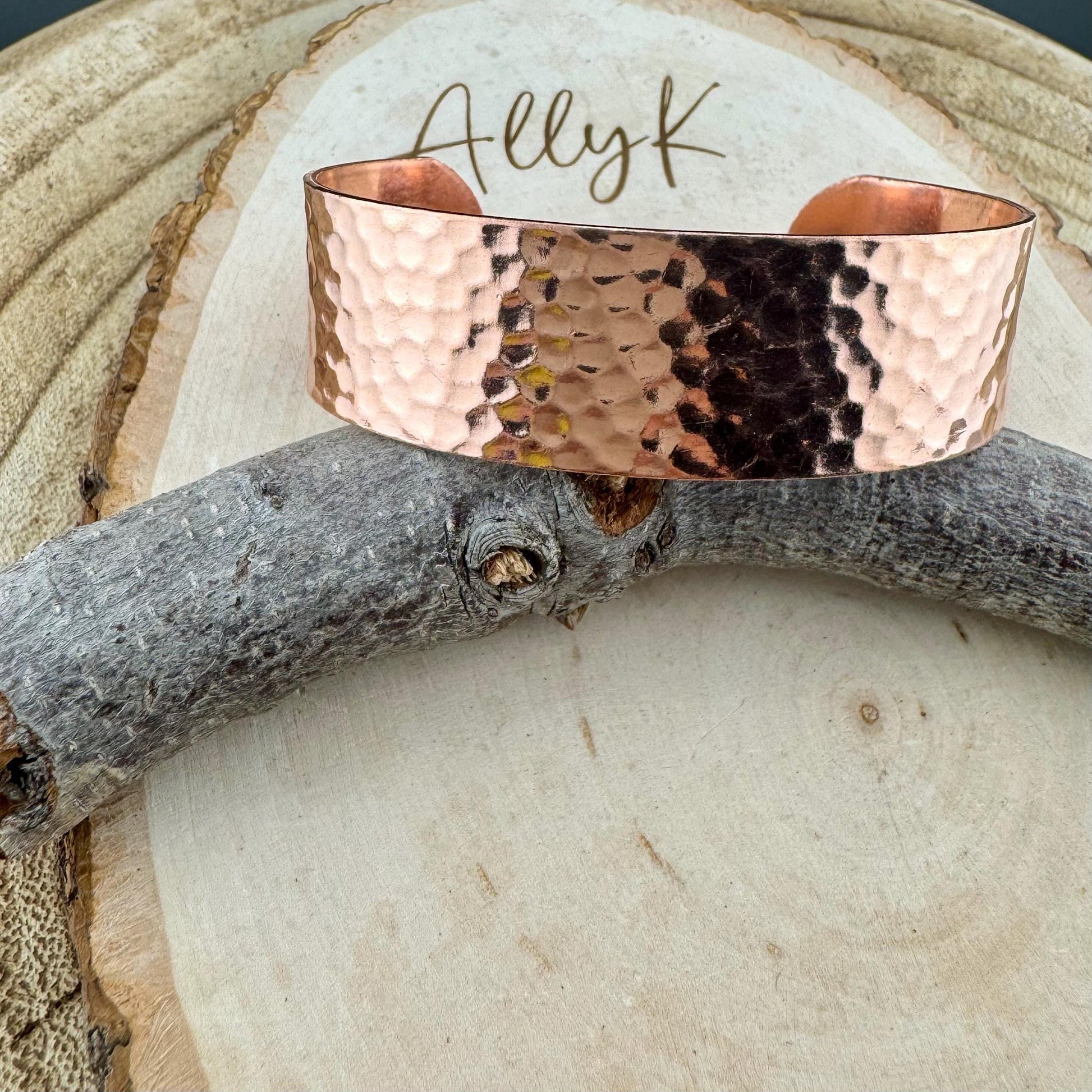 Handcrafted Copper Cuff Bracelet - Artisan Hammered Style with Oxidized or Shiny Finish