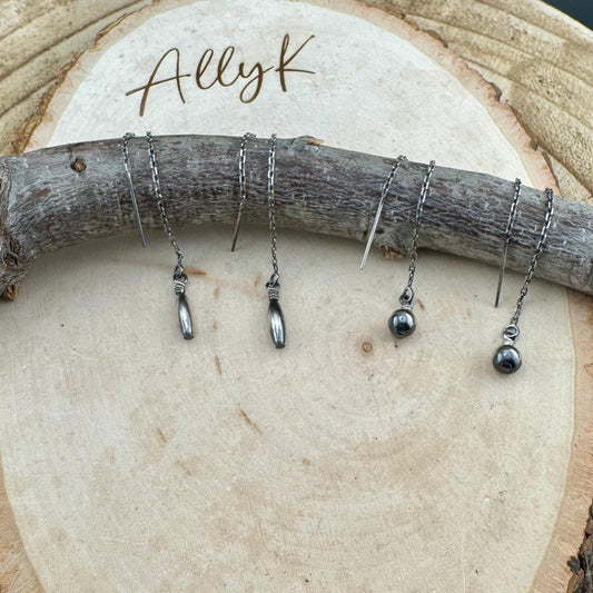 Navajo Pearl & Sterling Silver Dangle Earrings - Elegant Treader Design