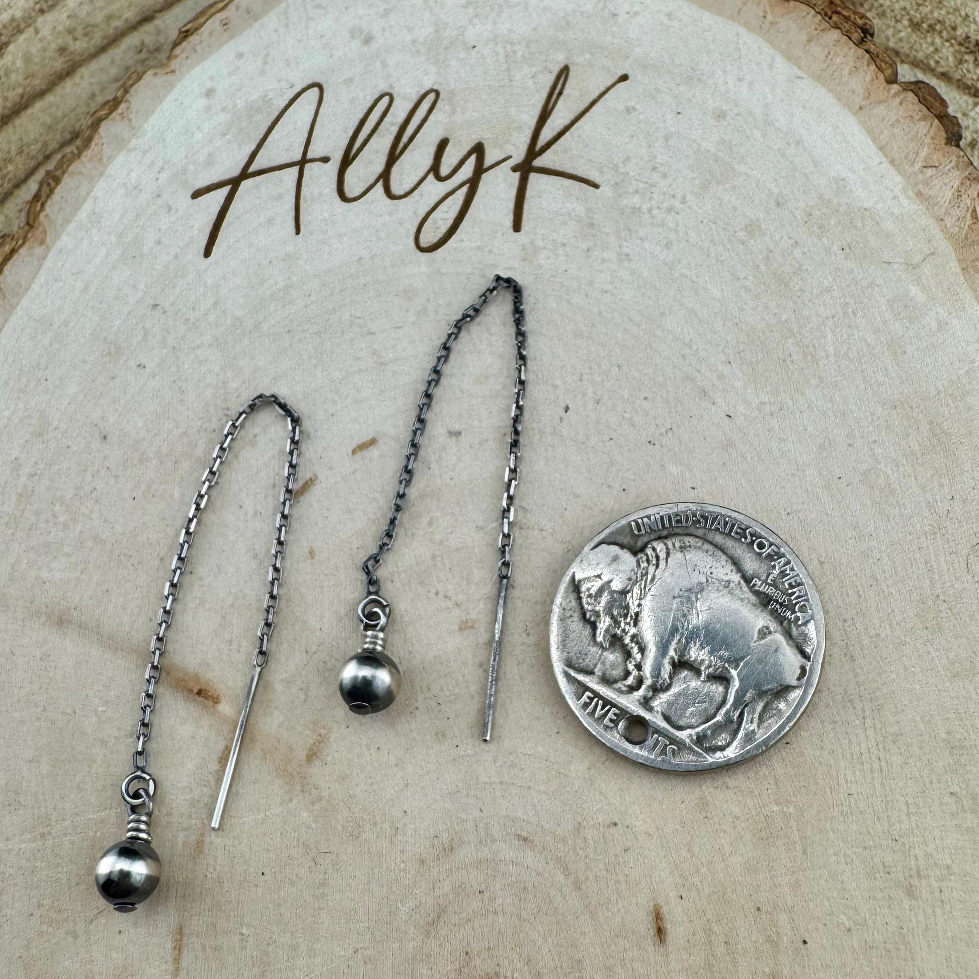Navajo Pearl & Sterling Silver Dangle Earrings - Elegant Treader Design