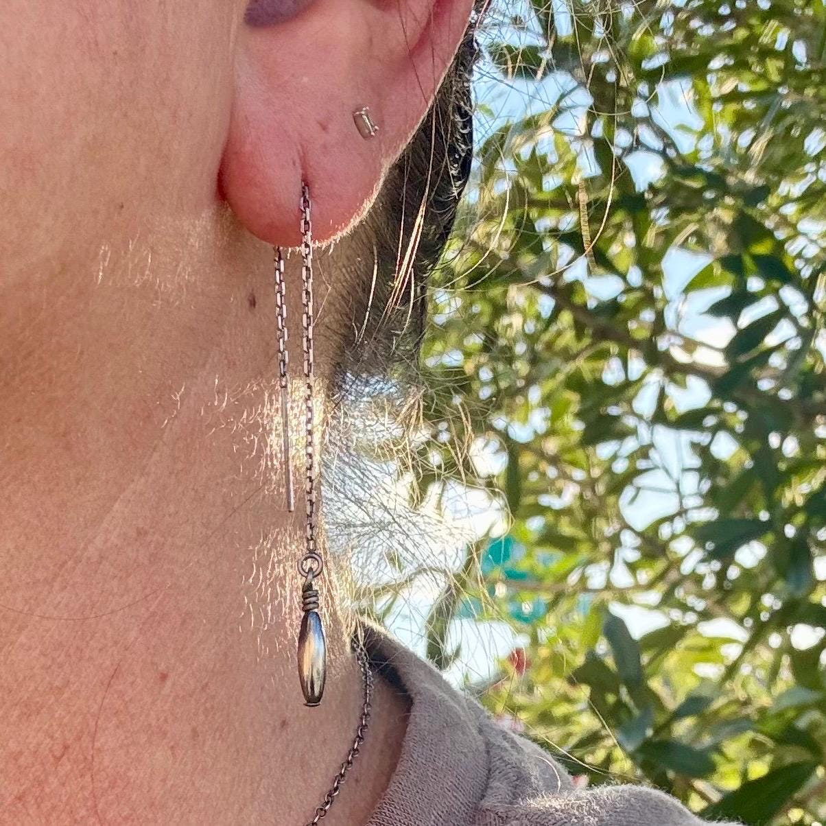 Navajo Pearl & Sterling Silver Dangle Earrings - Elegant Treader Design