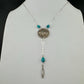 Vintage Indian Head Buffalo Nickel Lariat Necklace with Royston Turquoise on Sterling Silver