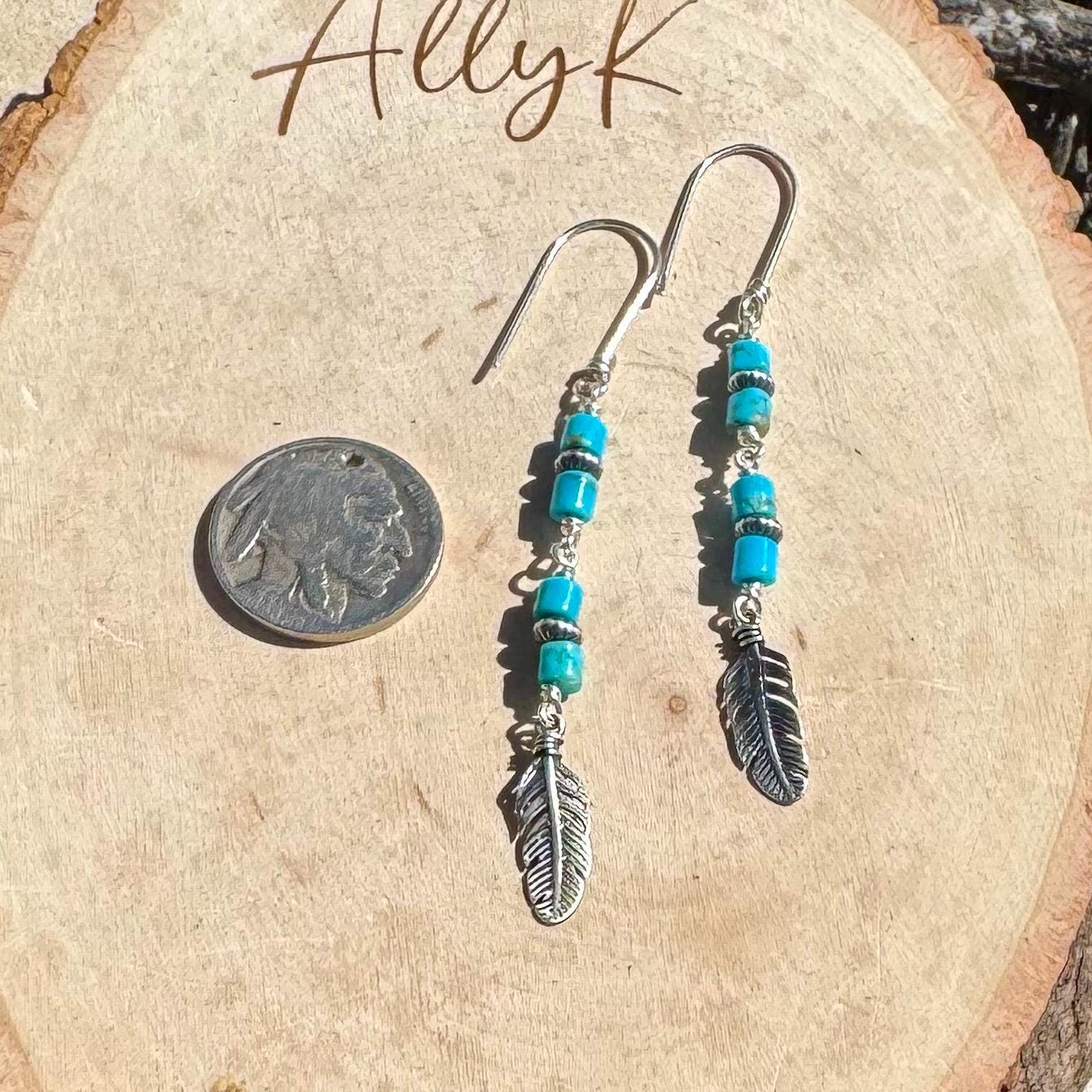 Rustic Sterling Silver Dangle Earrings with Kingman Turquoise & Navajo Pearls