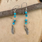 Rustic Sterling Silver Dangle Earrings with Kingman Turquoise & Navajo Pearls
