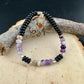 Amethyst & Onyx Sterling Silver Stretch Bracelet | Natural Gemstone Jewelry
