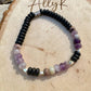 Amethyst & Onyx Sterling Silver Stretch Bracelet | Natural Gemstone Jewelry