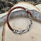 Braided Leather Wrap Bracelet with Silver Half Cuff - Rustic Style in Multiple Colors