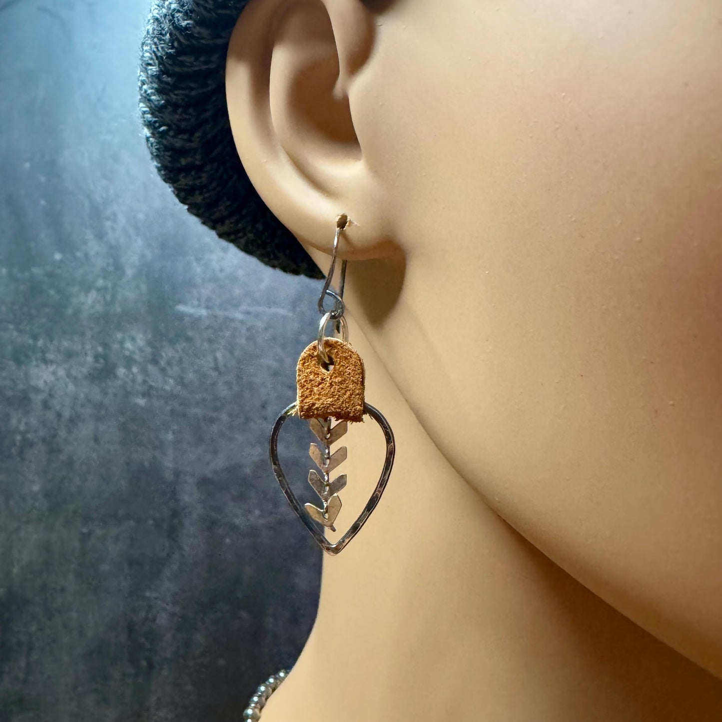 Chevron Chain Leather Earrings - Sterling Silver Boho Chic Accessories