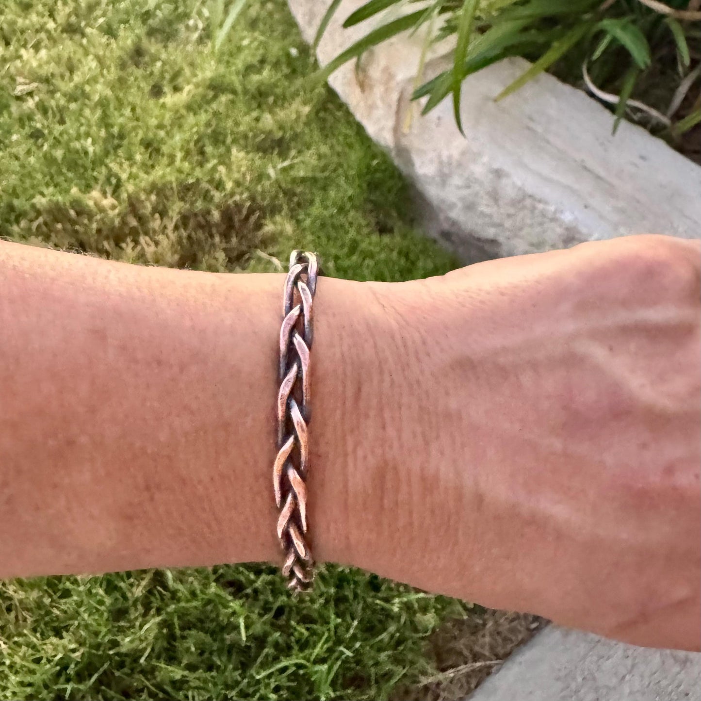 Handcrafted Rustic Copper Braided Cuff Bracelet - Adjustable Copper Jewelry