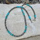 Turquoise Choker Necklace with Kingman & Navajo Pearl in Sterling Silver