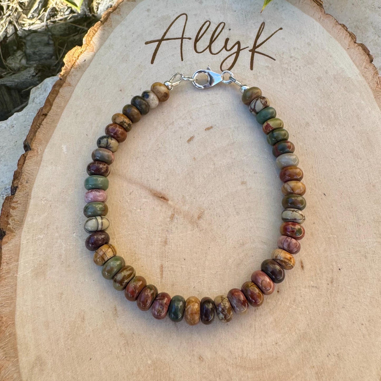 Picasso Jasper Bracelet – 6mm Red Creek Beads with Sterling | Stackable Boho Western Soul