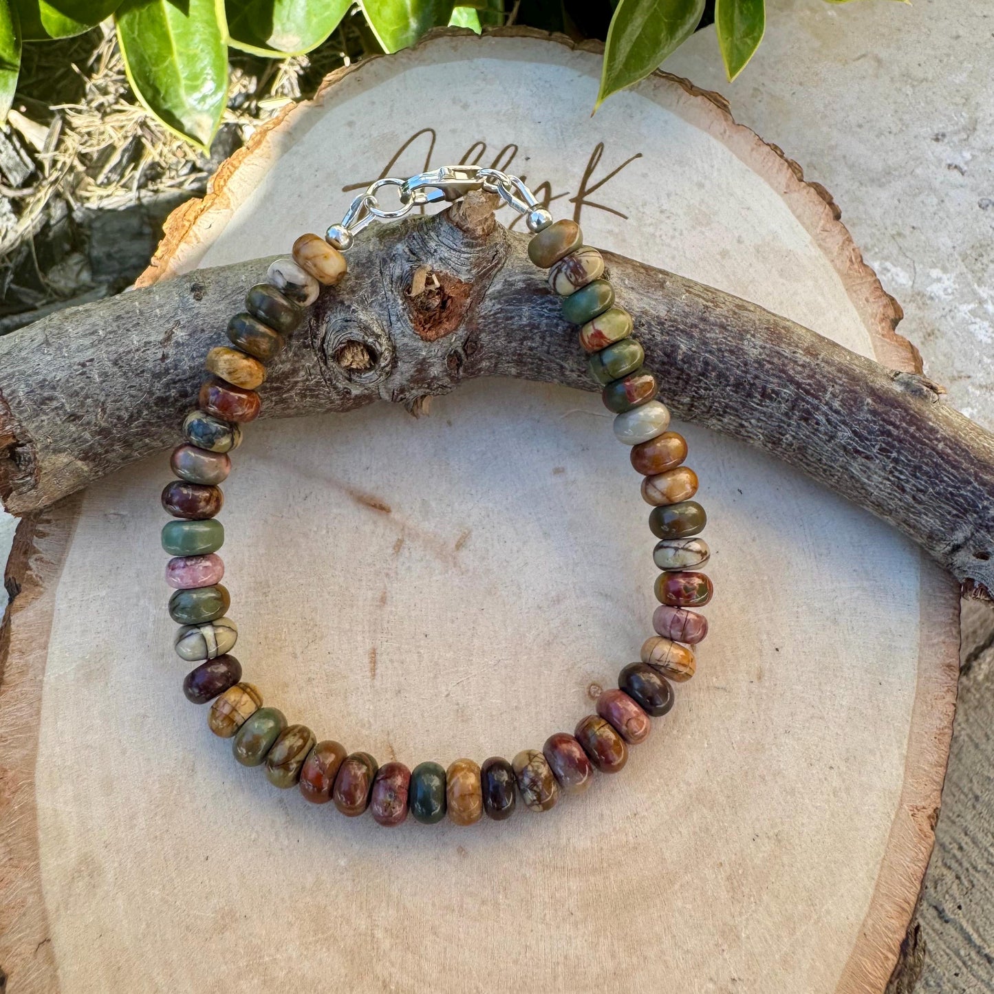 Picasso Jasper Bracelet – 6mm Red Creek Beads with Sterling | Stackable Boho Western Soul