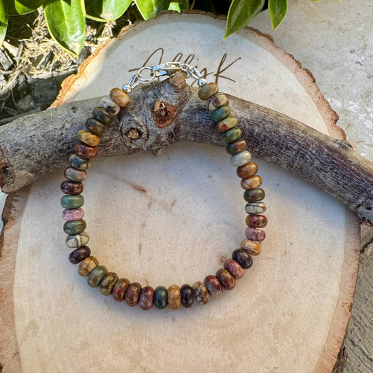 Picasso Jasper Bracelet – 6mm Red Creek Beads with Sterling | Stackable Boho Western Soul