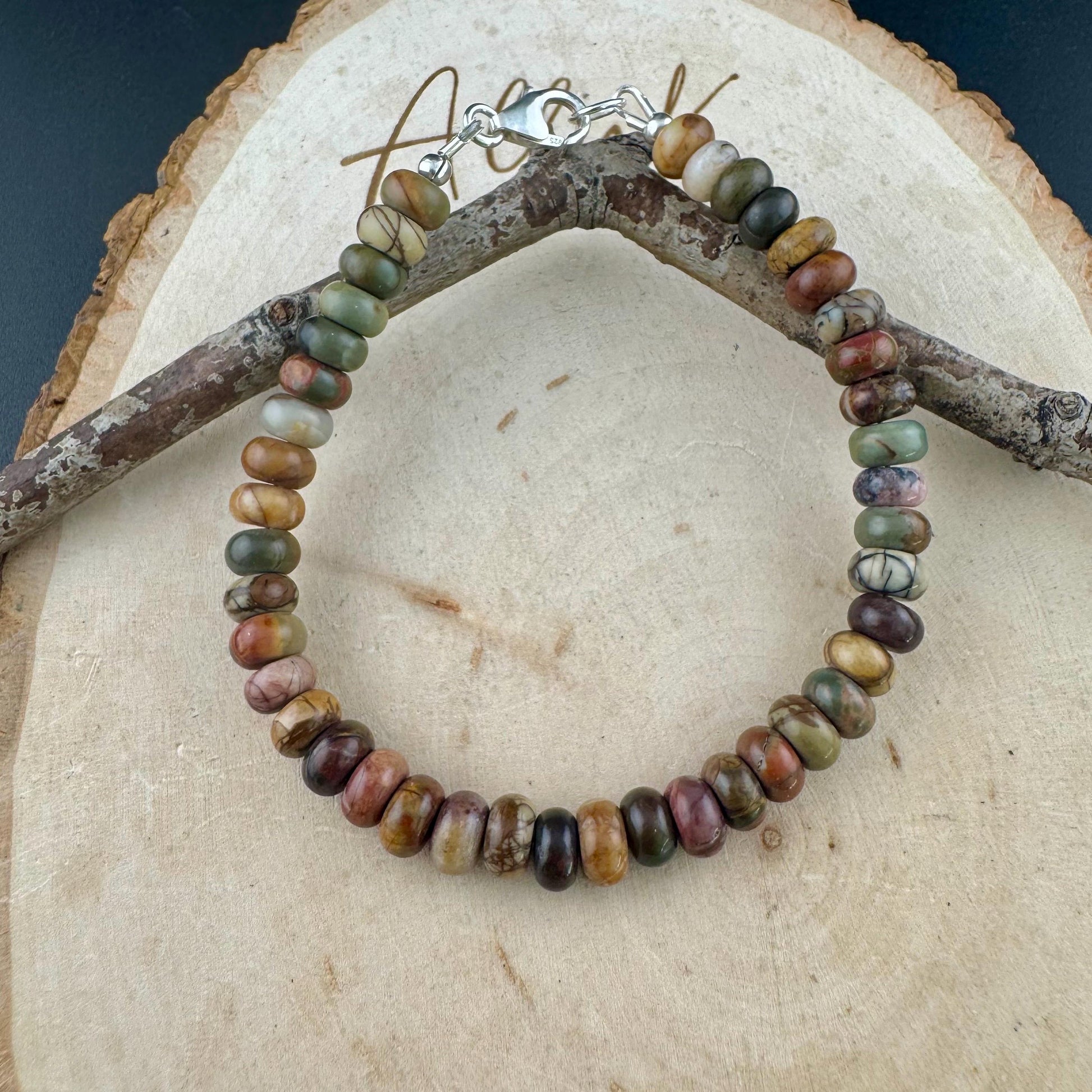 Picasso Jasper Bracelet – 6mm Red Creek Beads with Sterling | Stackable Boho Western Soul