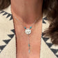 Vintage Indian Head Buffalo Nickel Lariat Necklace with Royston Turquoise on Sterling Silver