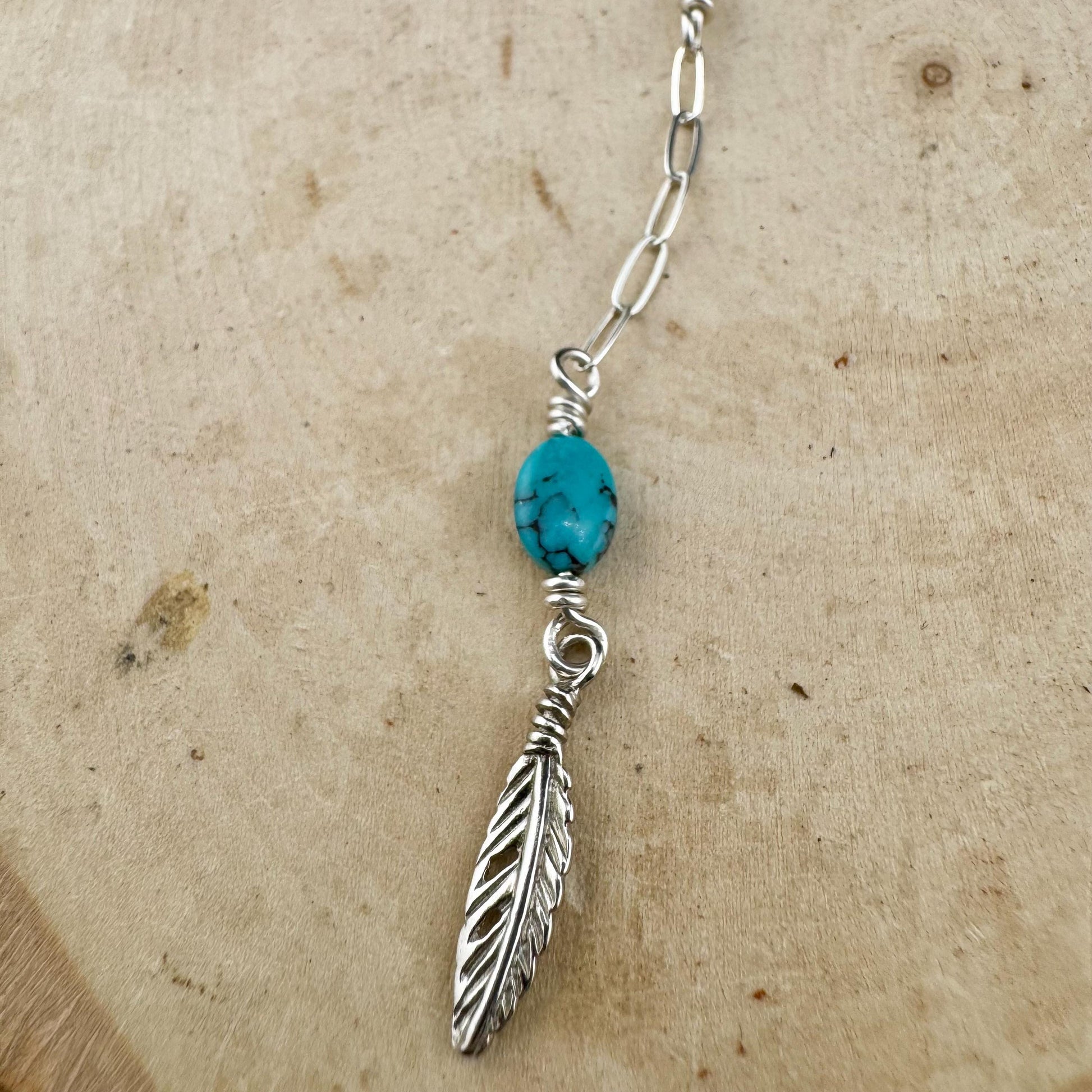 Vintage Indian Head Buffalo Nickel Lariat Necklace with Royston Turquoise on Sterling Silver