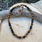 Black Onyx and Tiger's Eye Stretch Bracelet - Unisex Natural Gemstone Jewelry