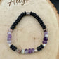 Amethyst & Onyx Sterling Silver Stretch Bracelet | Natural Gemstone Jewelry