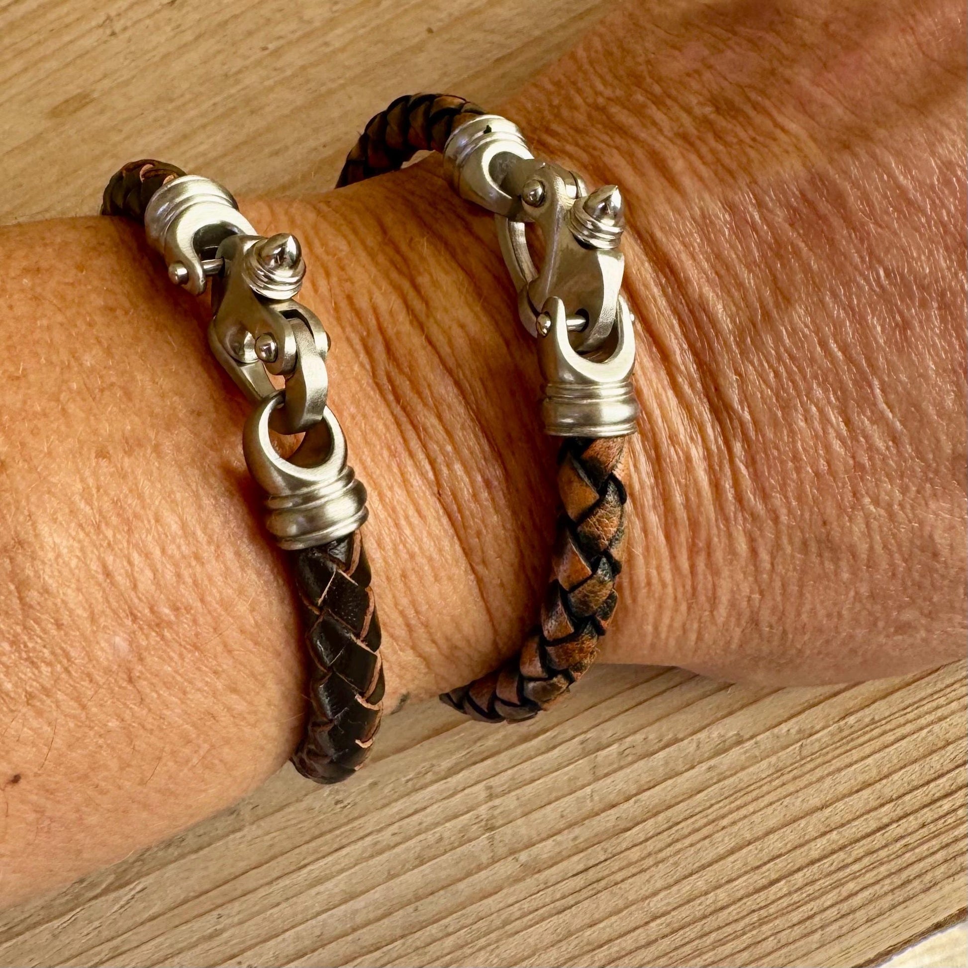 Mariner’s Clasp Leather Bracelet – Nautical Soul | Bolo Braided Cord + Stainless Steel Grit