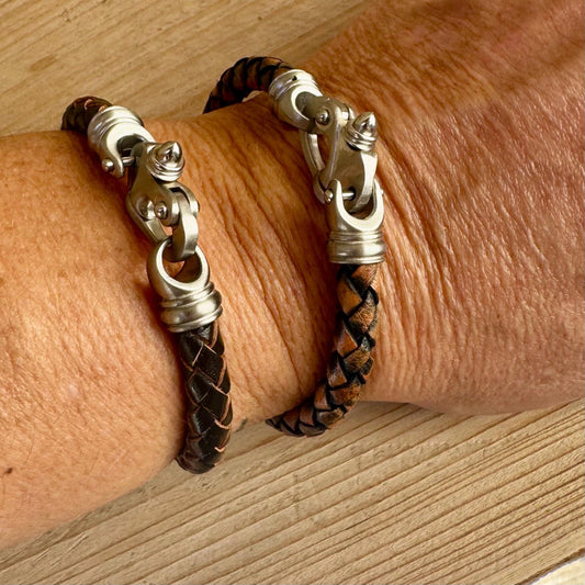 Mariner’s Clasp Leather Bracelet – Nautical Soul | Bolo Braided Cord + Stainless Steel Grit