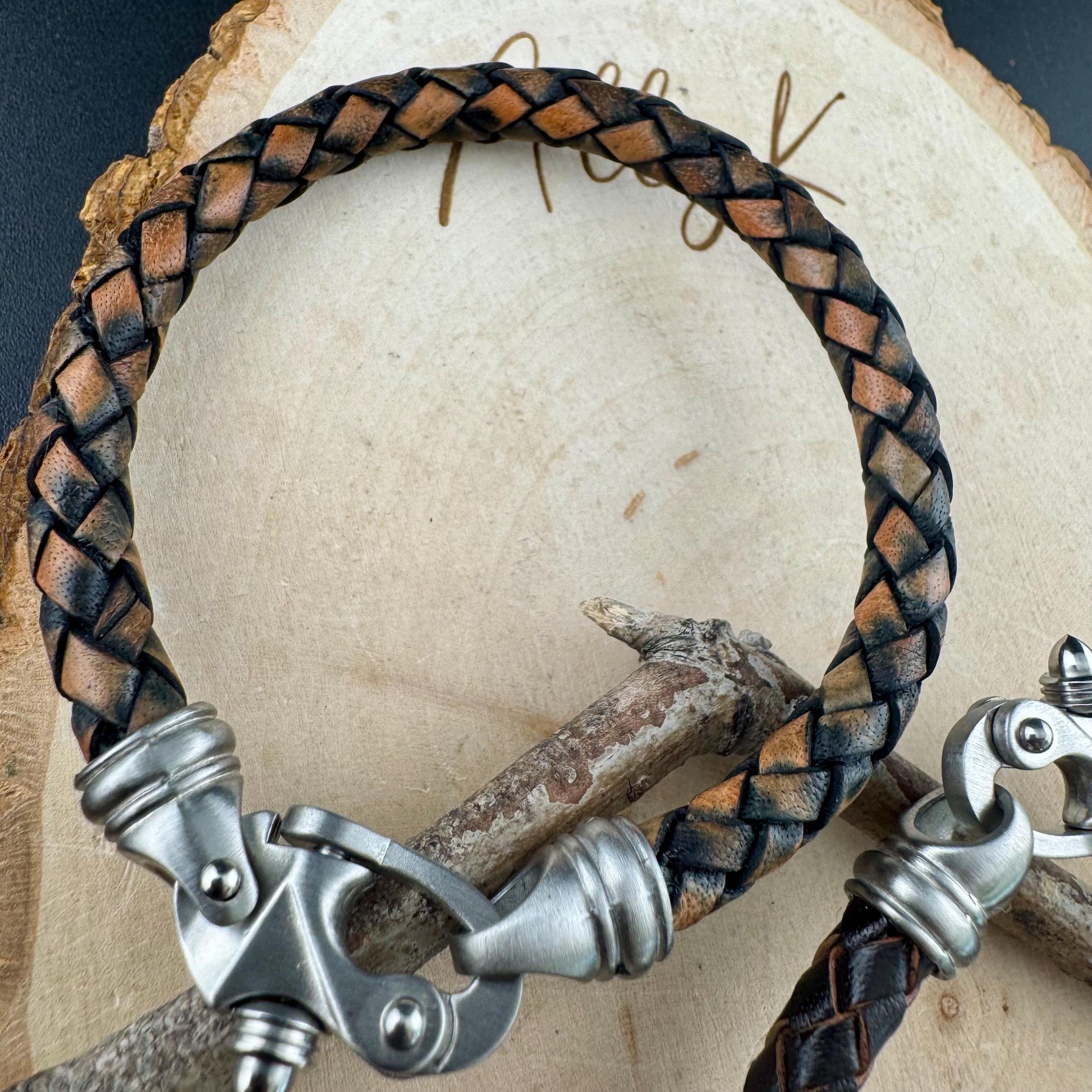 Mariner’s Clasp Leather Bracelet – Nautical Soul | Bolo Braided Cord + Stainless Steel Grit