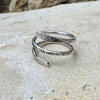 Sterling Silver Double Coil Ring • Hand‑Forged Bypass Band • Textured & Modern