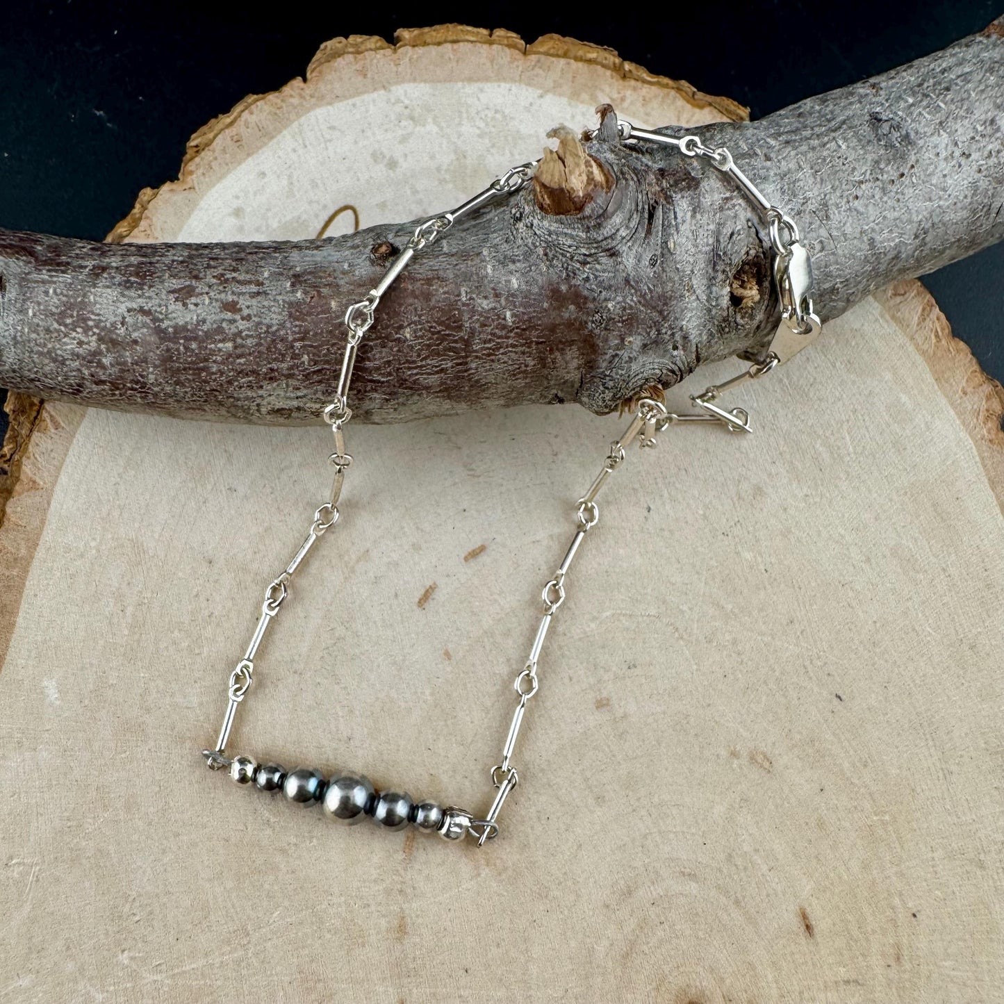 Navajo Pearl Bar Ankle Bracelet | Elegant Sterling Silver Anklet