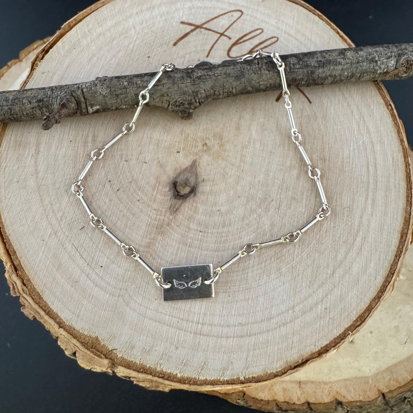 Sterling Silver Ankle Bracelet: Angel Wings Sterling Charm