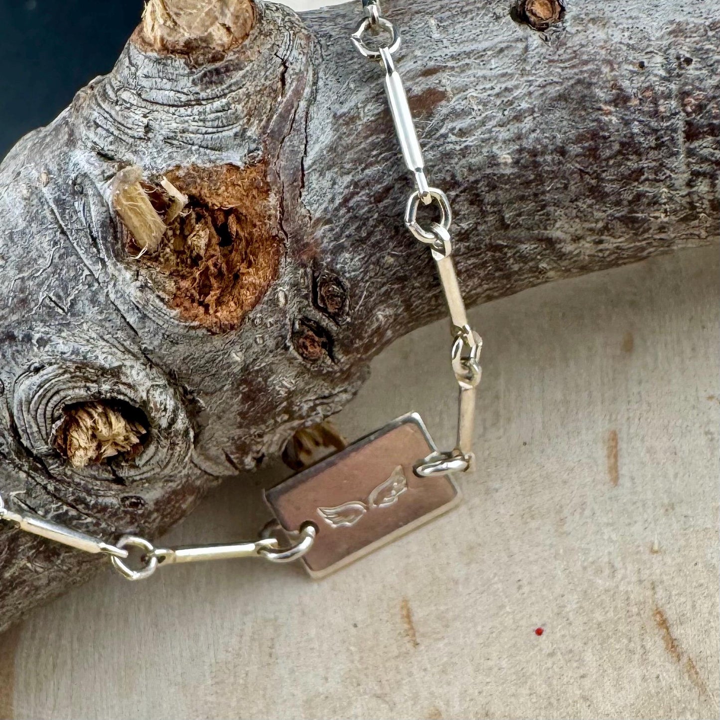 Sterling Silver Ankle Bracelet: Angel Wings Sterling Charm