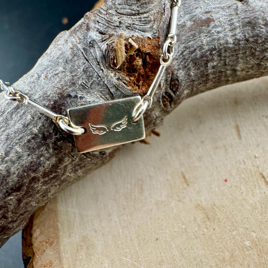 Sterling Silver Ankle Bracelet: Angel Wings Sterling Charm